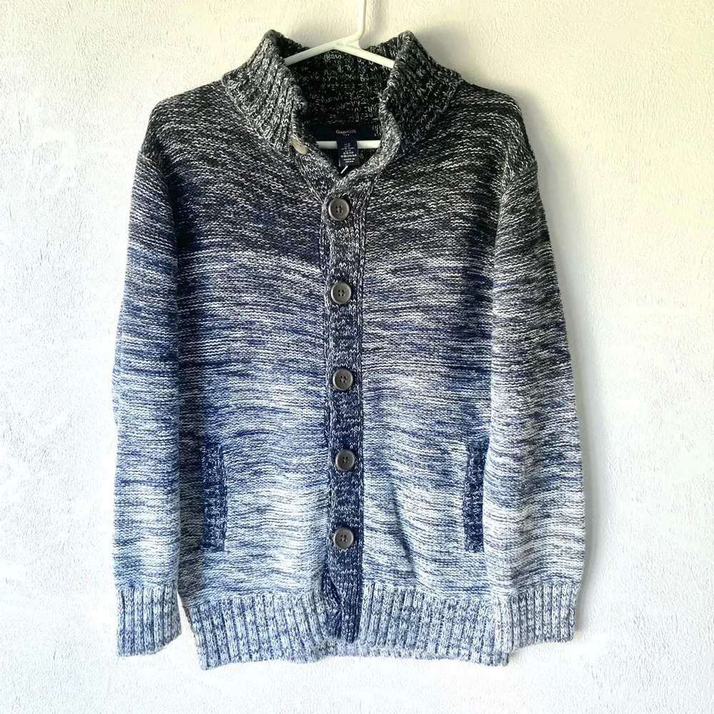 NWOT Gap Boys Marled Button Down Mockneck Sweater with Pockets Size S